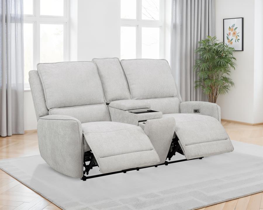 Sylmar - Chenille Upholstered Power Reclining Loveseat - Dove Gray