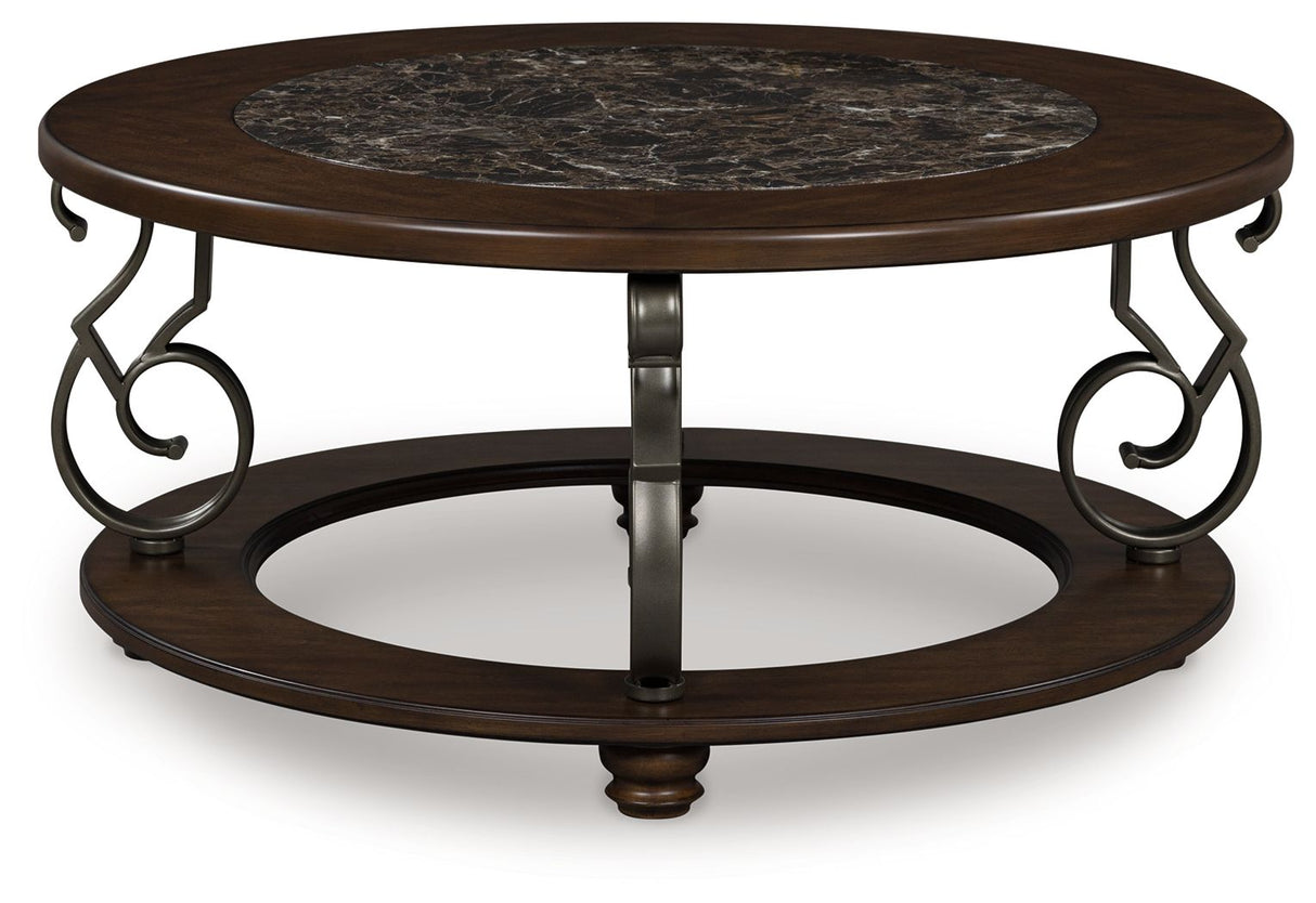 Frallyn - Dark Brown - Round Cocktail Table by Signature Design by Ashley® | Bel Furniture
