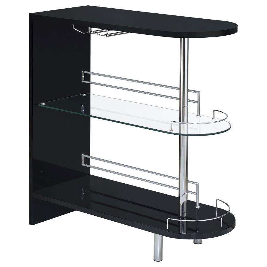 Adolfo - Rectangular 2-Tier Home Bar Table Black by CoasterEssence | Bel Furniture