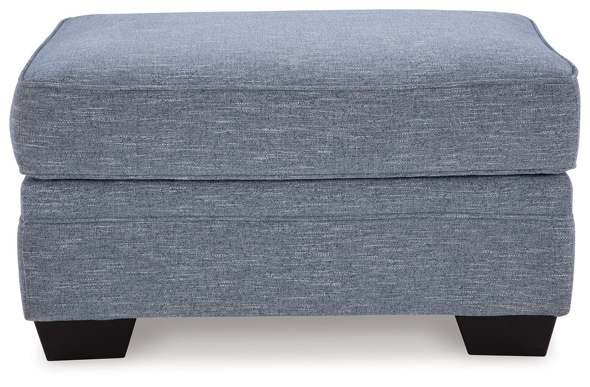 Carissa Manor - Denim - Ottoman by Benchcraft® | Bel Furniture