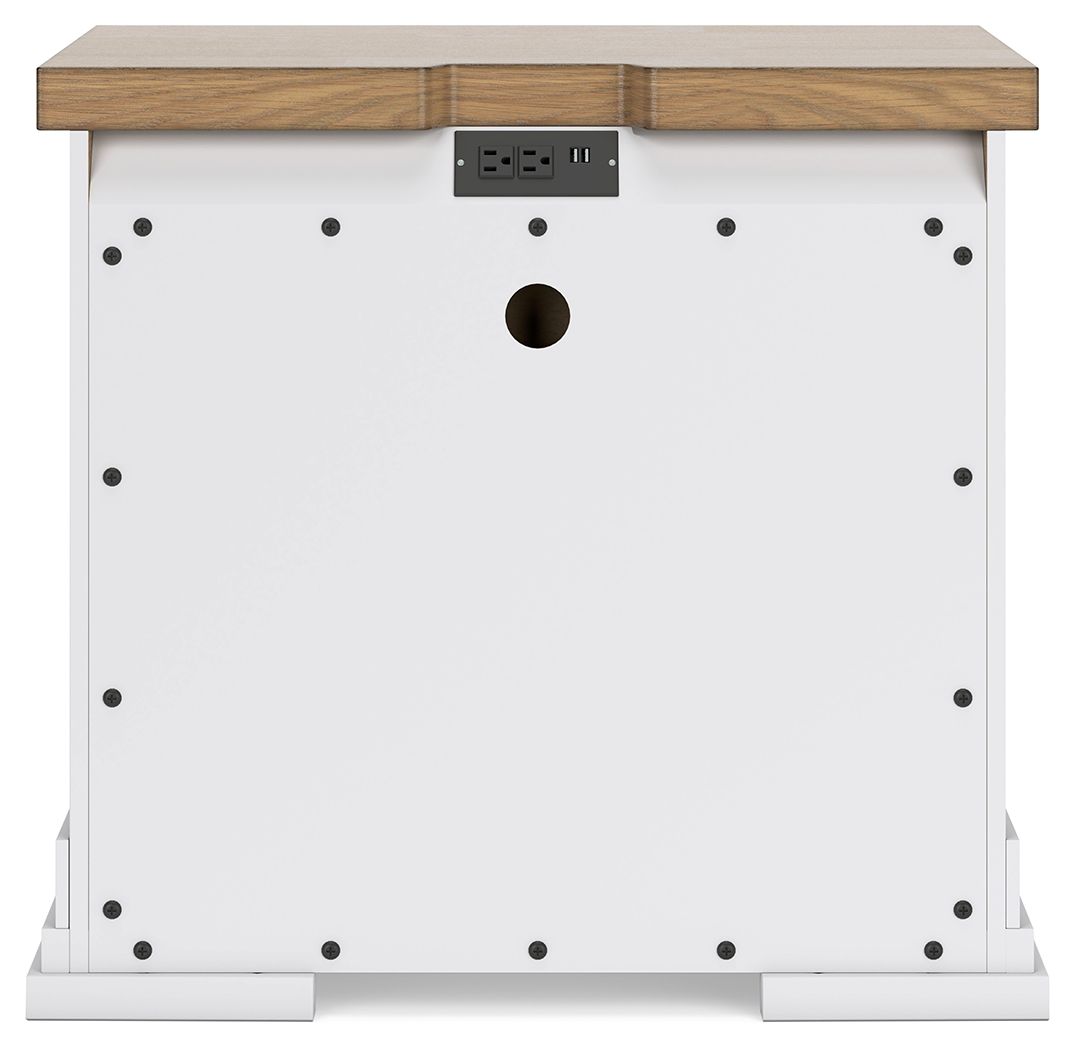 Ashbryn - White / Natural - Three Drawer Night Stand by Benchcraft® | Bel Furniture