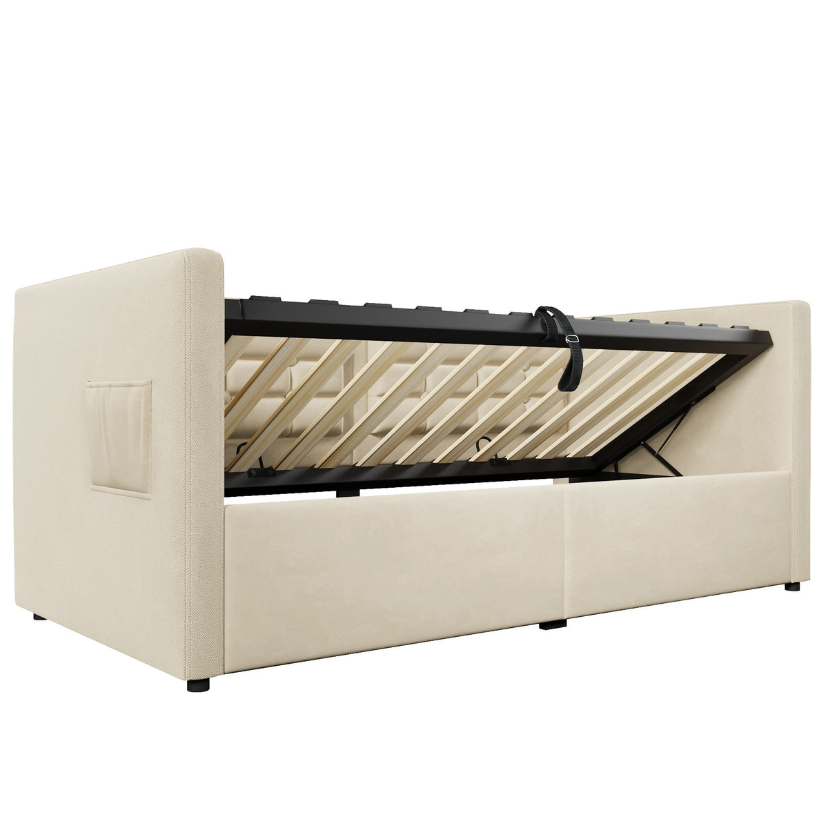 Upholstered Hydraulic Storage Daybed With USB & Type C Charging