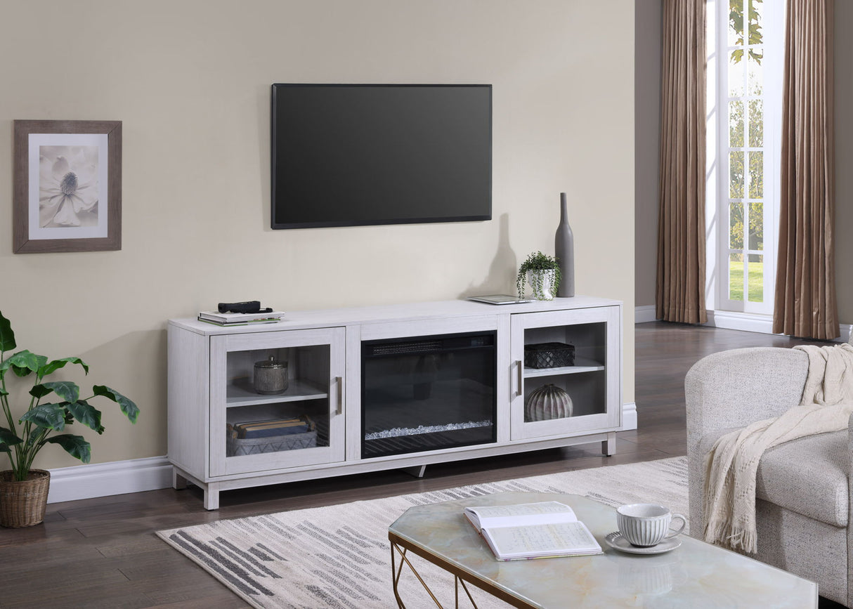 Summit - TV Stand Console With Fireplace - White Walnut Finish by Lilola Home | Bel Furniture