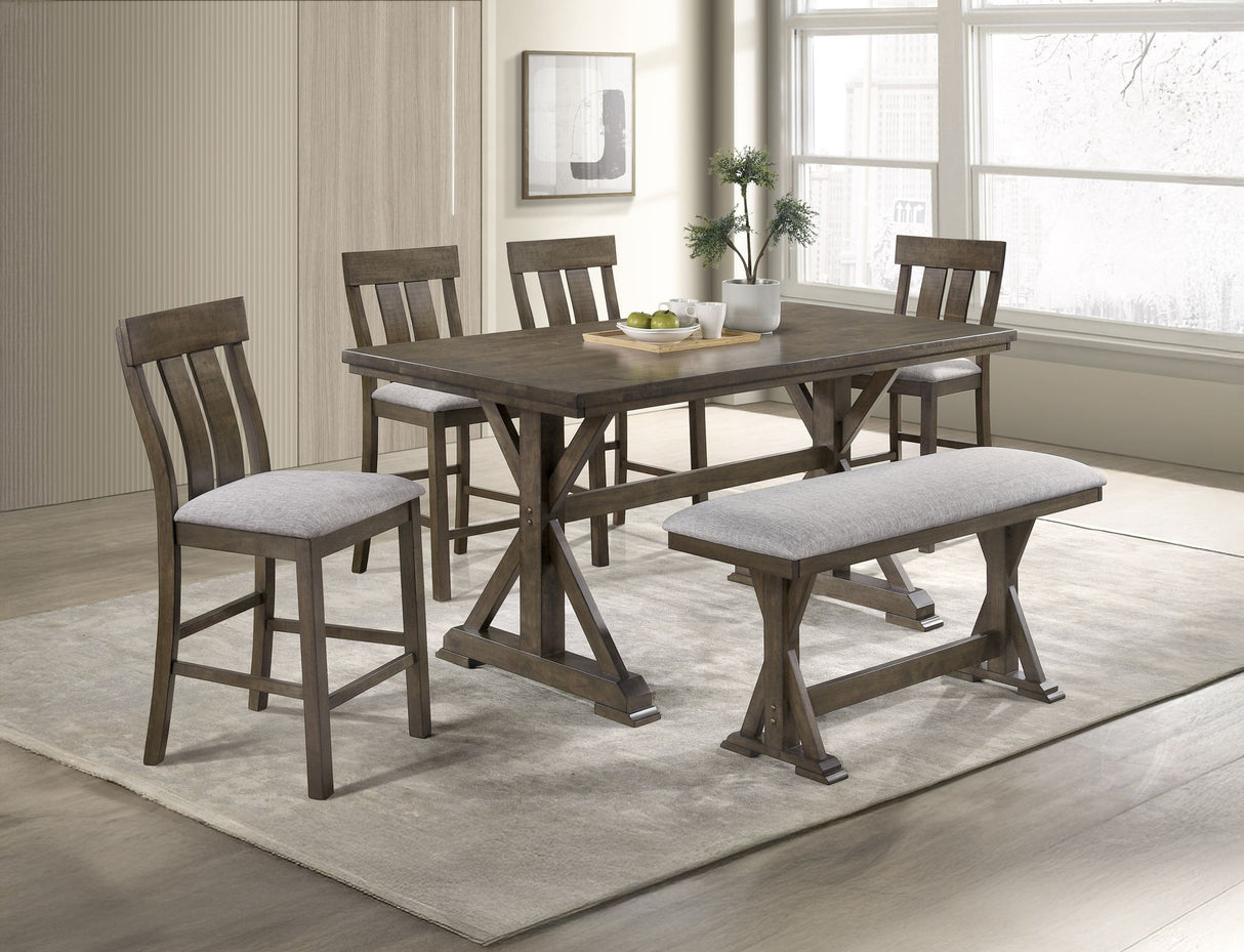 Lloyd - Counter Dining Room Set Dark Brown 6 Pc. Table, 4 Chairs, Bench by Crown Mark | Bel Furniture