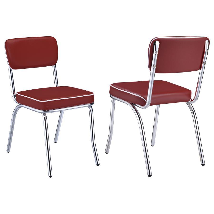 Retro - Upholstered Dining Side Chair (Set of 2) Red by CoasterEveryday | Bel Furniture