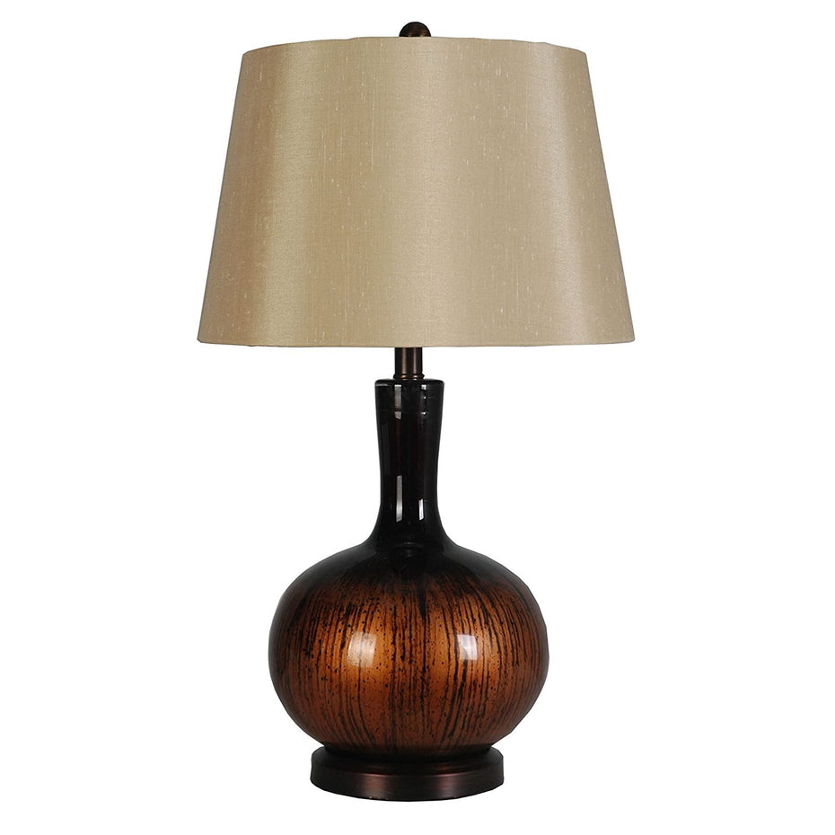 26.5" Glass Table Lamp In Blackened Copper Set of 2