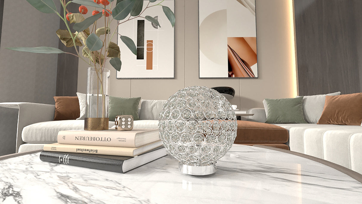 Crystal Globe - Table Lamp - Pearl Silver