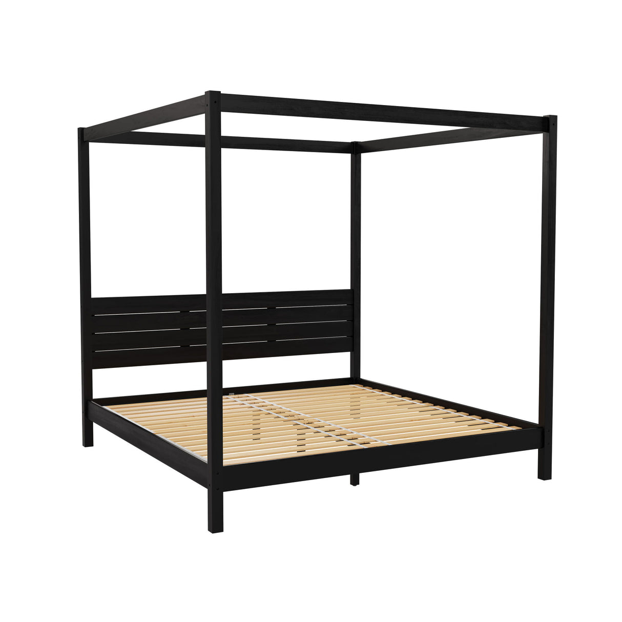 Canopy Bed Frame Modern Minimalist Boho Black King by Walker Edison | Bel Furniture