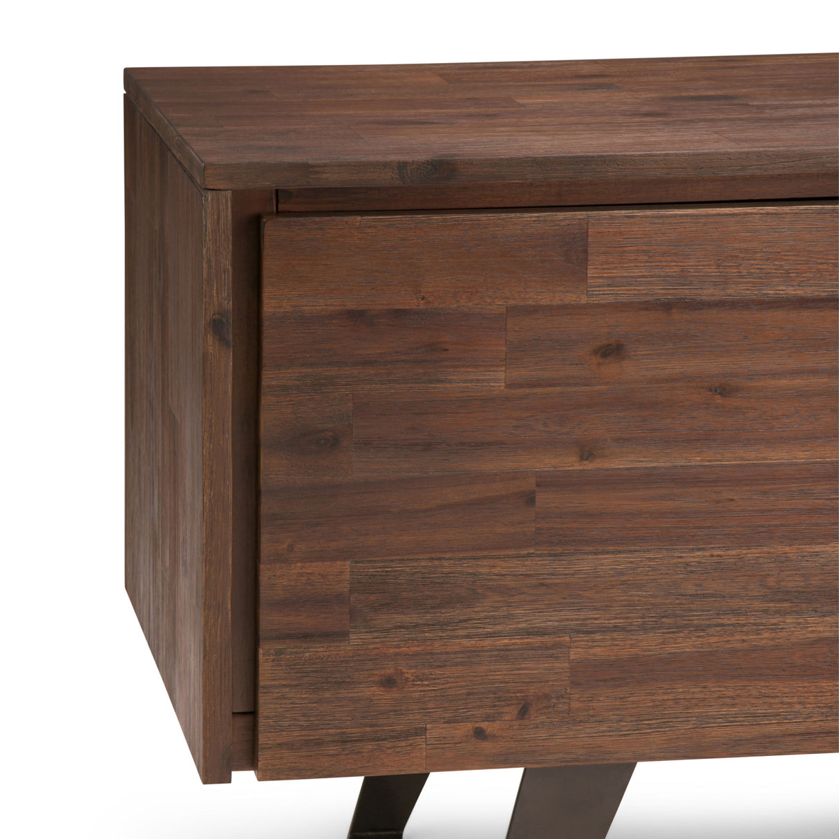 Lowry - TV Media Stand - Distressed Charcoal Brown by Simpli-Home | Bel Furniture