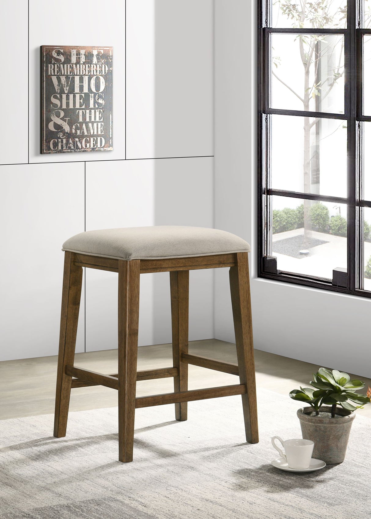 Sasha - 17" Counter Height Stool With Upholstered Seat by Lilola Home | Bel Furniture