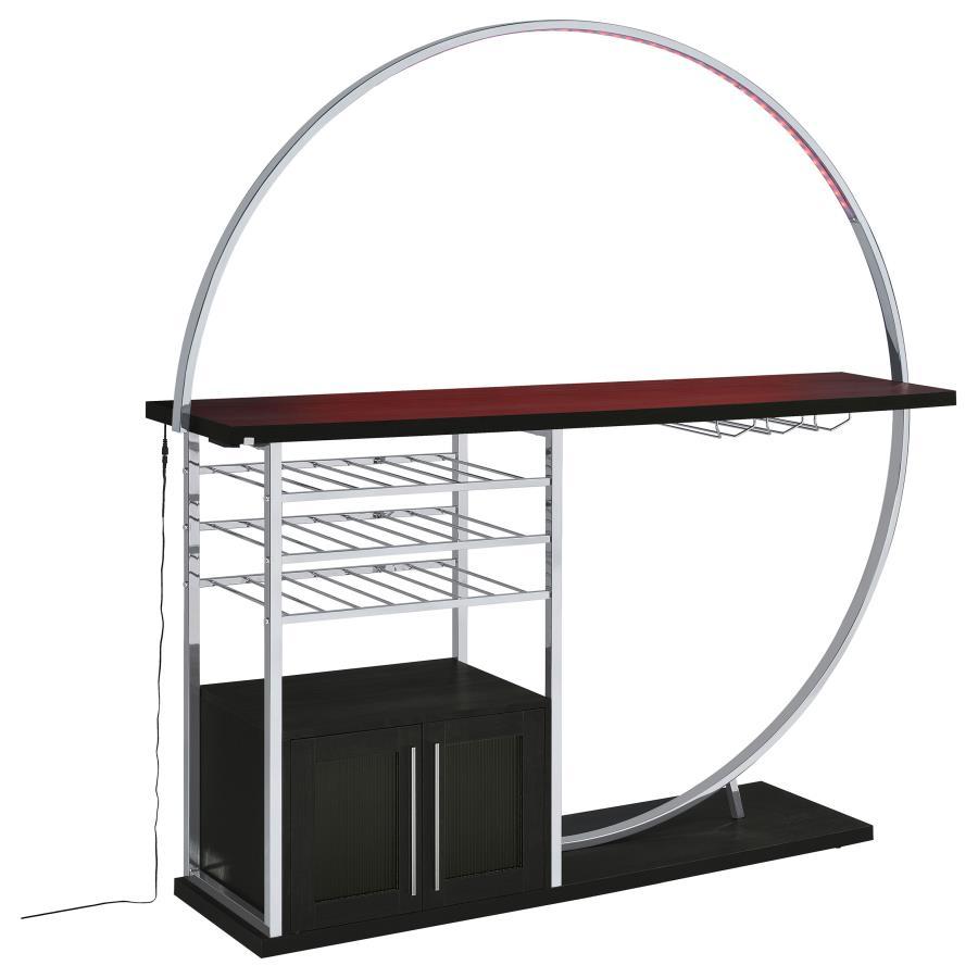 Risley - 2-Door Circular LED Home Bar With Wine Storage by Coaster Fine Furniture | Bel Furniture