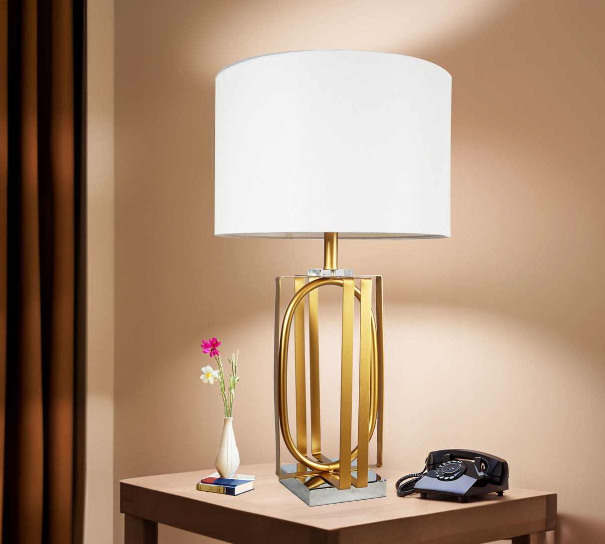 Table Lamp - Gold & White by Crown Mark | Bel Furniture