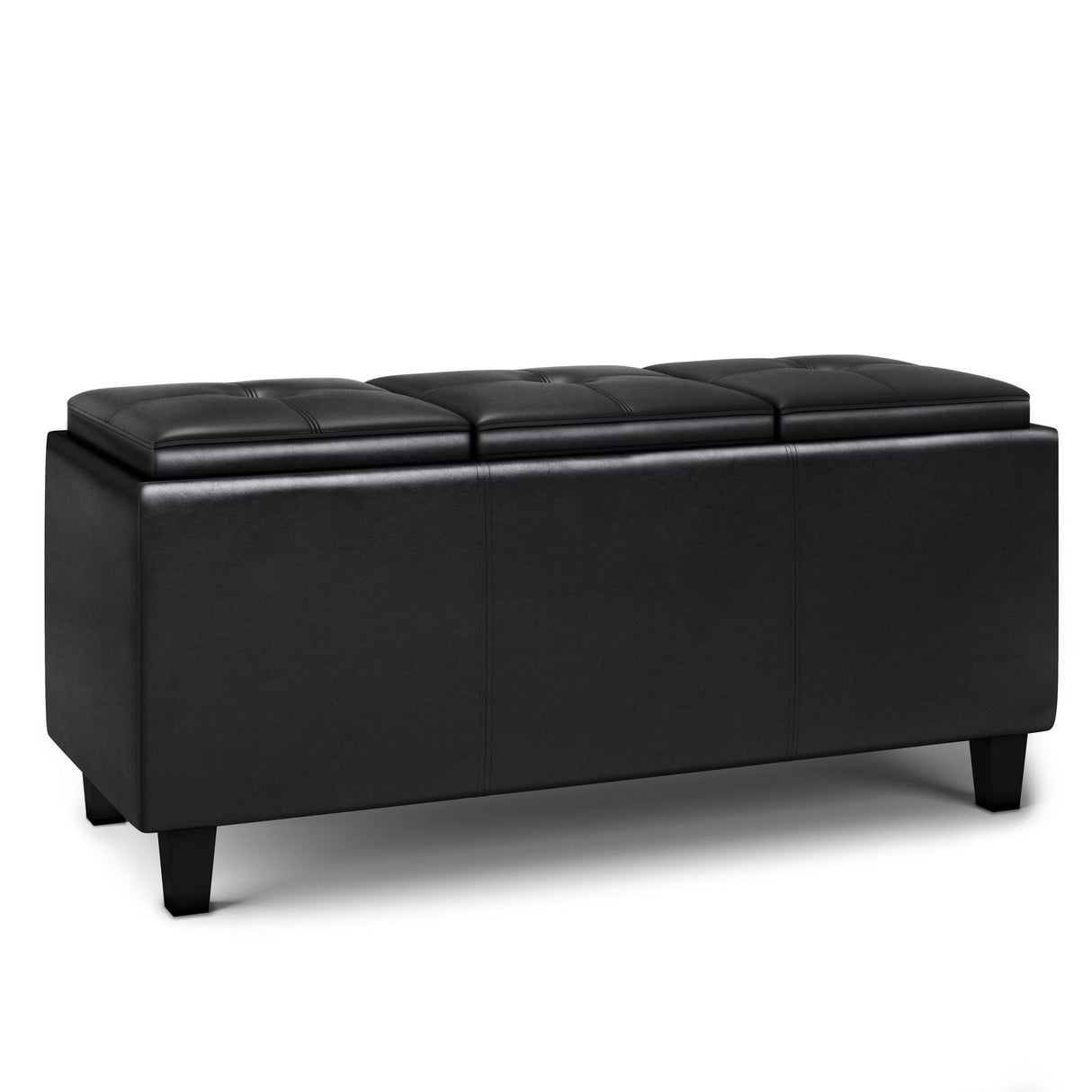 Avalon - Tray Storage Ottoman With Lift Up Lids - Midnight Black by Simpli-Home | Bel Furniture