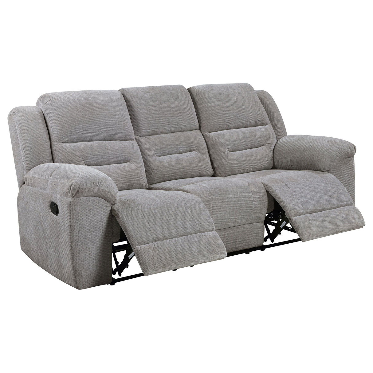 Gilson - Chenille Upholstered Reclining Sofa - Gray by Coaster Fine Furniture | Bel Furniture