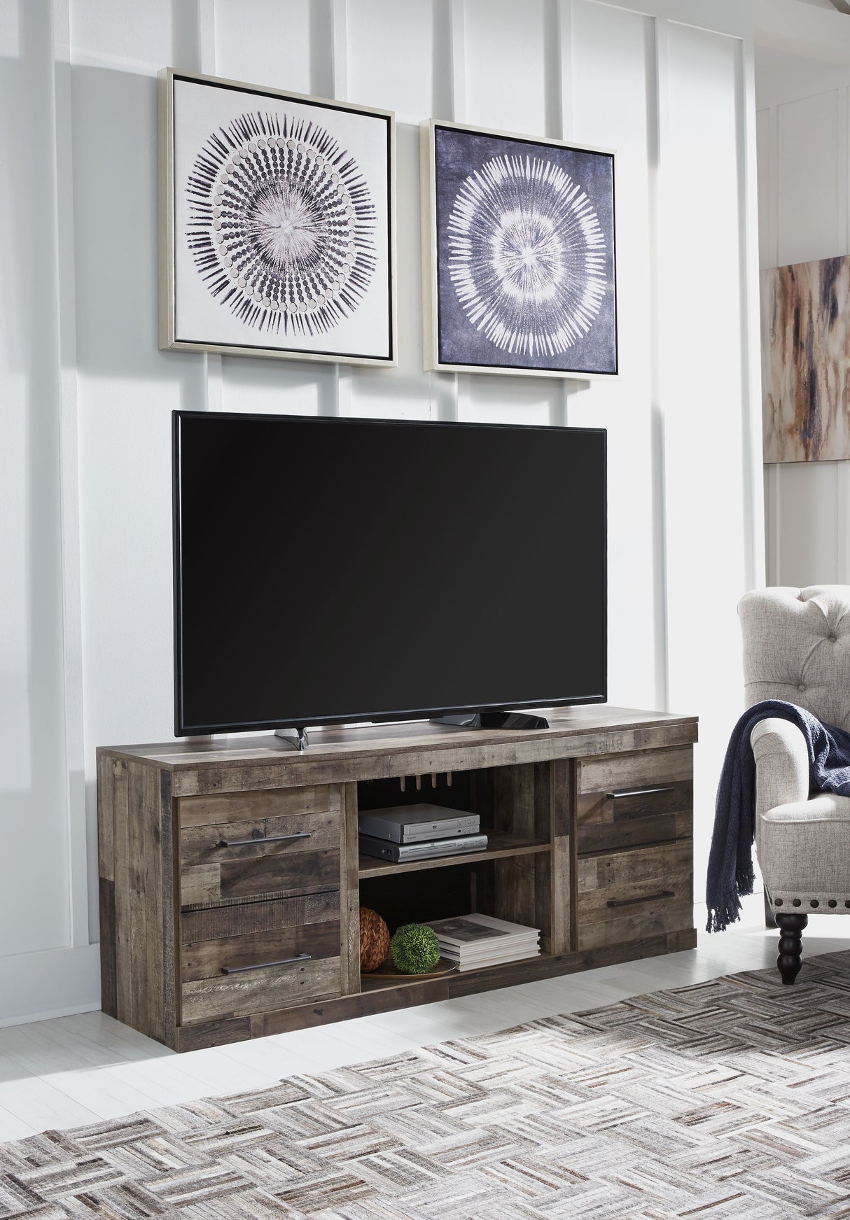 Derekson - Multi Gray - LG TV Stand w/Fireplace Option by Signature Design by Ashley® | Bel Furniture