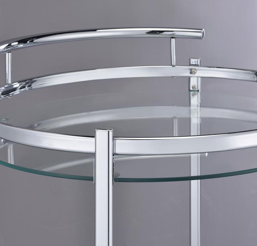 Chrissy - Round Glass Shelf Metal Bar Cart by CoasterEveryday | Bel Furniture