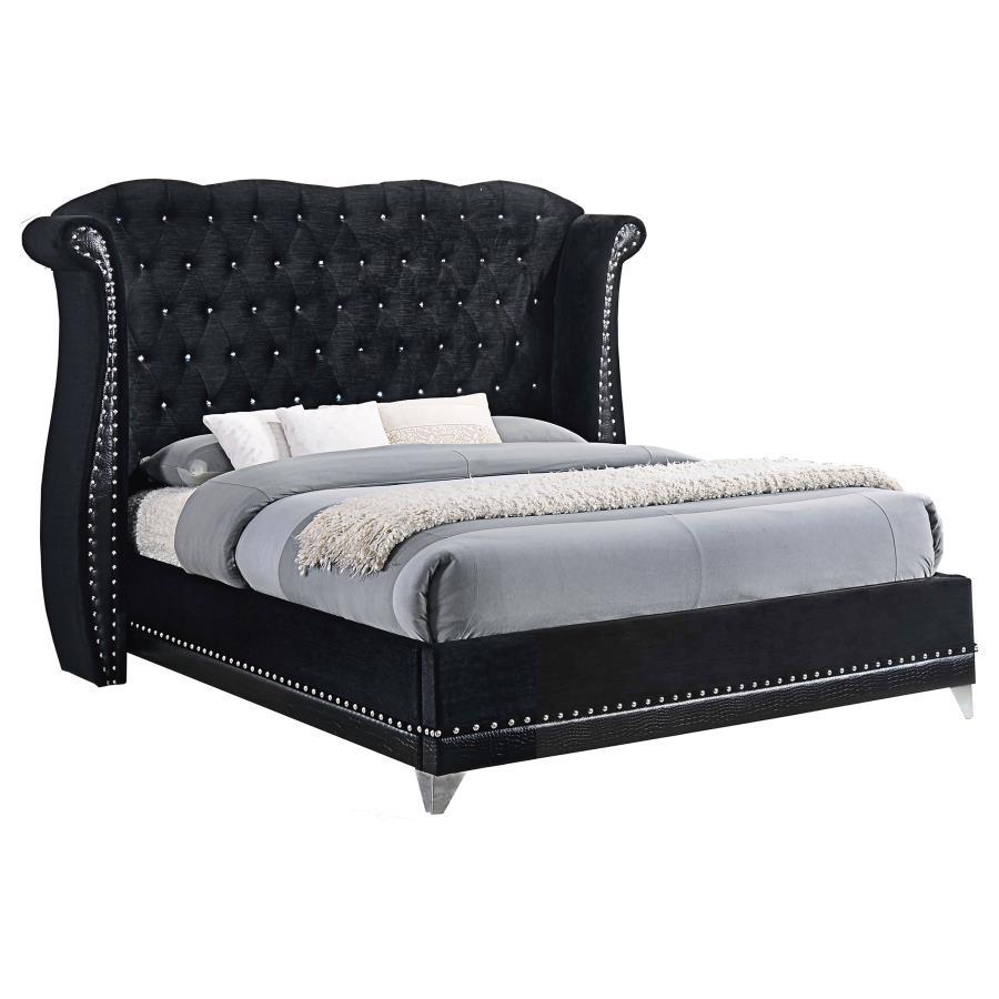 Barzini - Upholstered Wingback Bed Black Queen by CoasterElevations | Bel Furniture