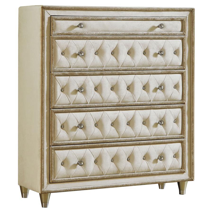 Antonella - 5-Drawer Bedroom Chest Beige by CoasterElevations | Bel Furniture