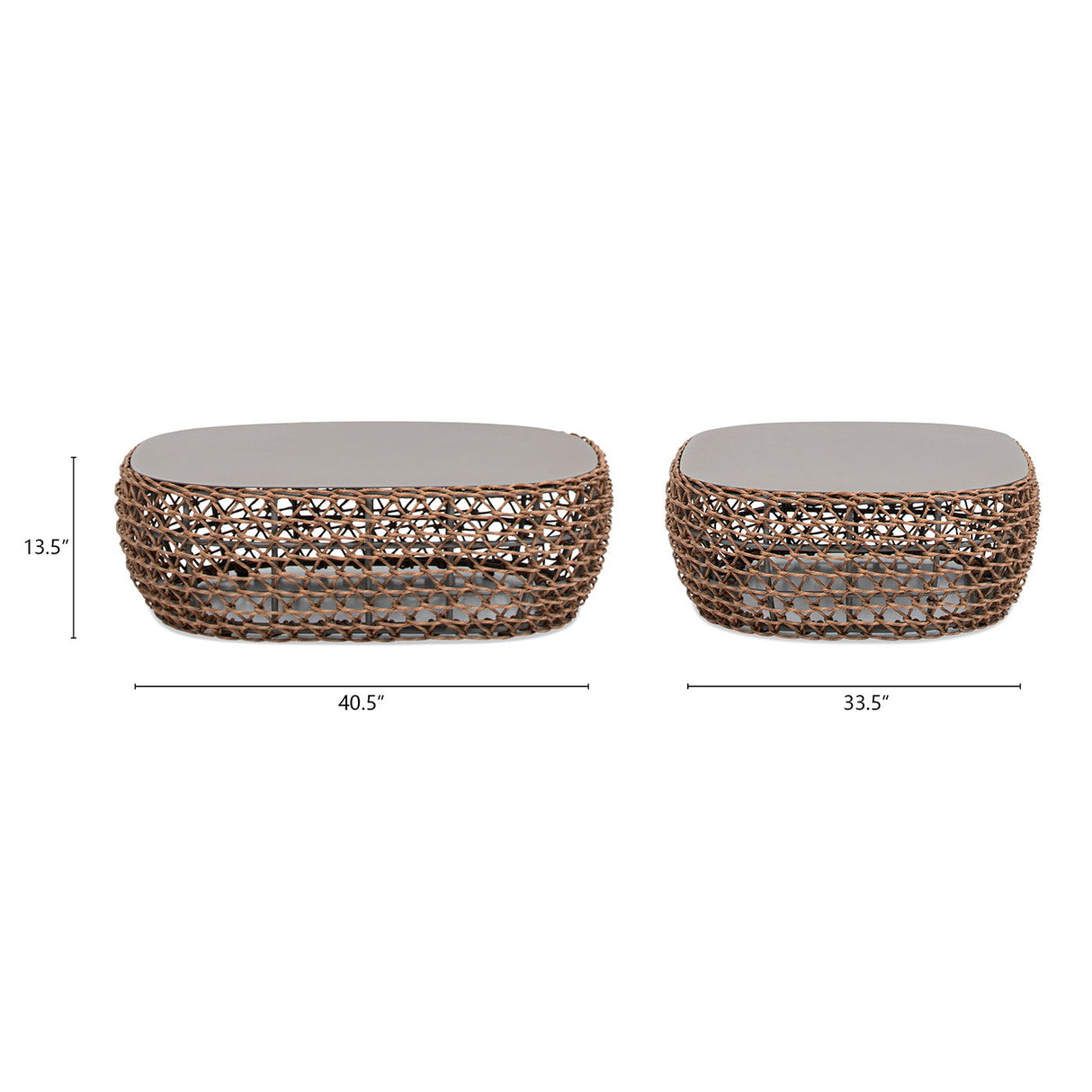 Willow - Oval Woven Patio Coffee Table, Wicker Frame