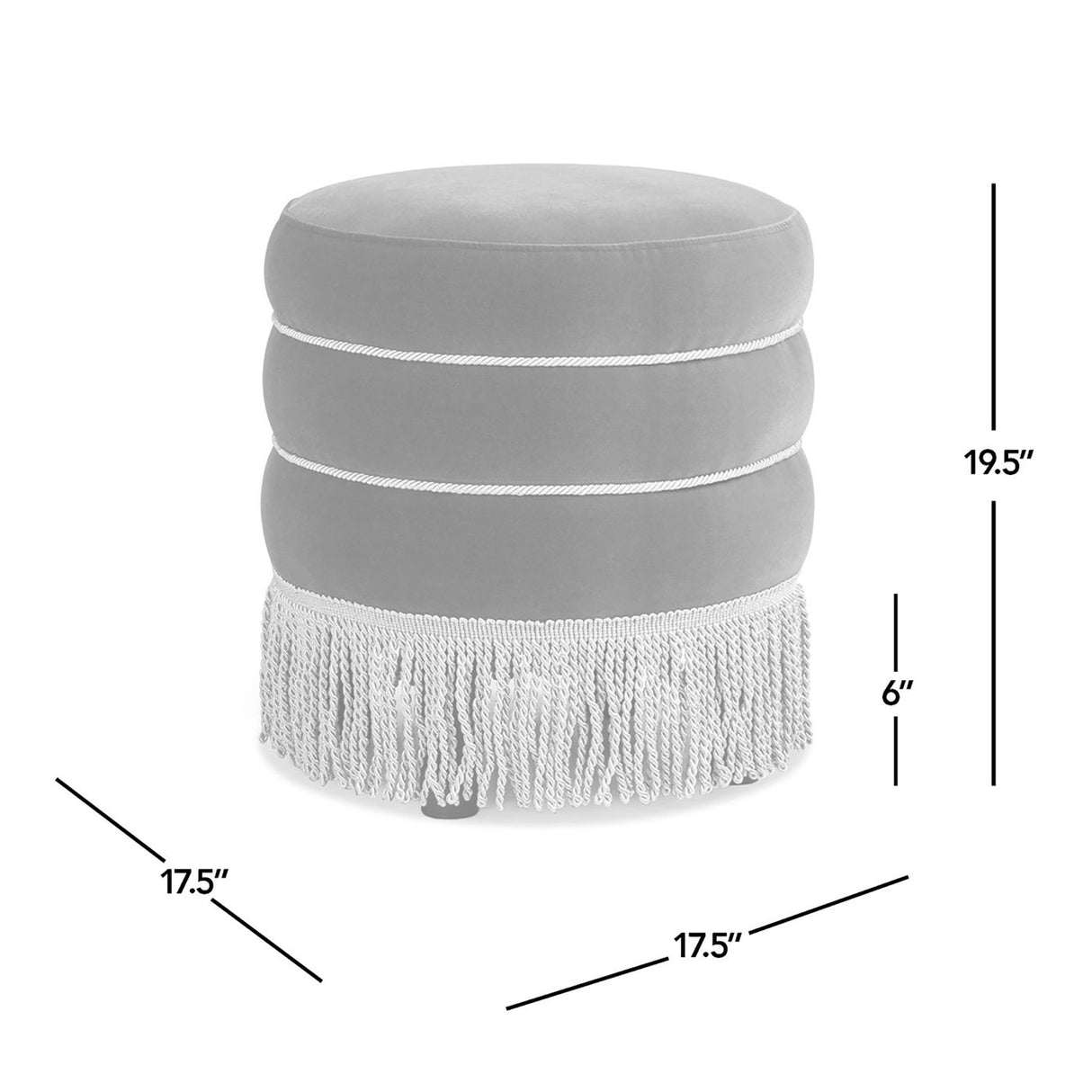 Edward - Round Upholstered Ottoman With Bullion Fringe - Olive Green by Jennifer Taylor Home | Bel Furniture