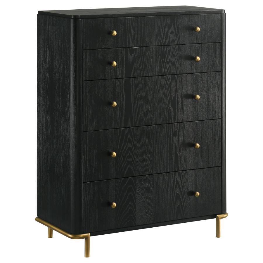 Arini - 5-Drawer Bedroom Chest Black by CoasterElevations | Bel Furniture