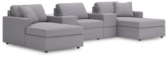 Modmax - Granite - Sectional Gray 5 Pc. Pit Sectional With Storage Consoles by Signature Design by Ashley® | Bel Furniture
