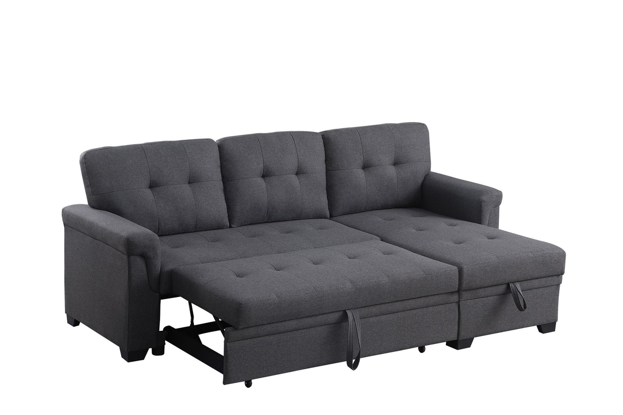 Lucca - Linen Reversible Sleeper Sectional Sofa With Storage Chaise by Lilola Home | Bel Furniture