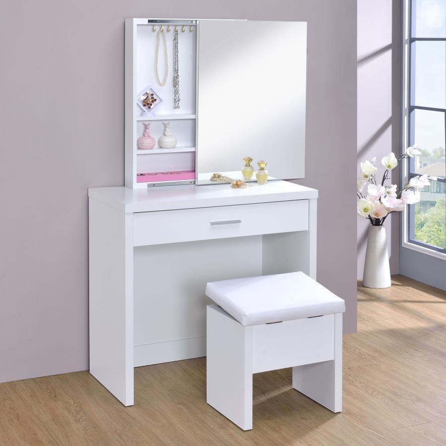 Harvey - 2-piece Vanity Set with Lift-Top Stool by CoasterEssence | Bel Furniture