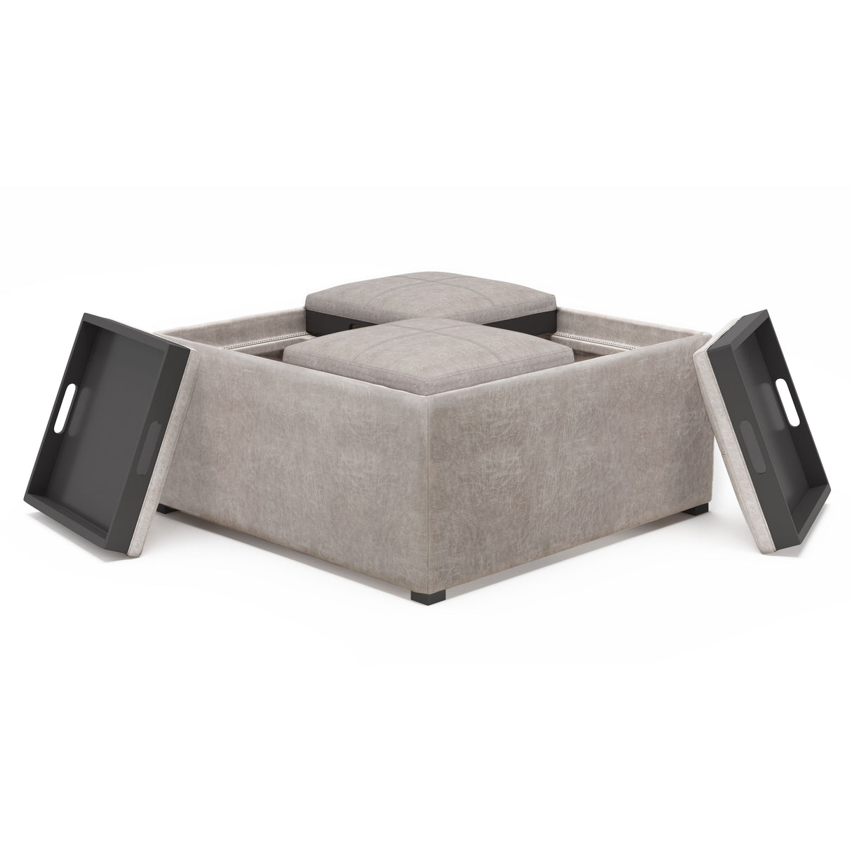 Avalon - Square Coffee Table, Storage Ottoman by Simpli-Home | Bel Furniture