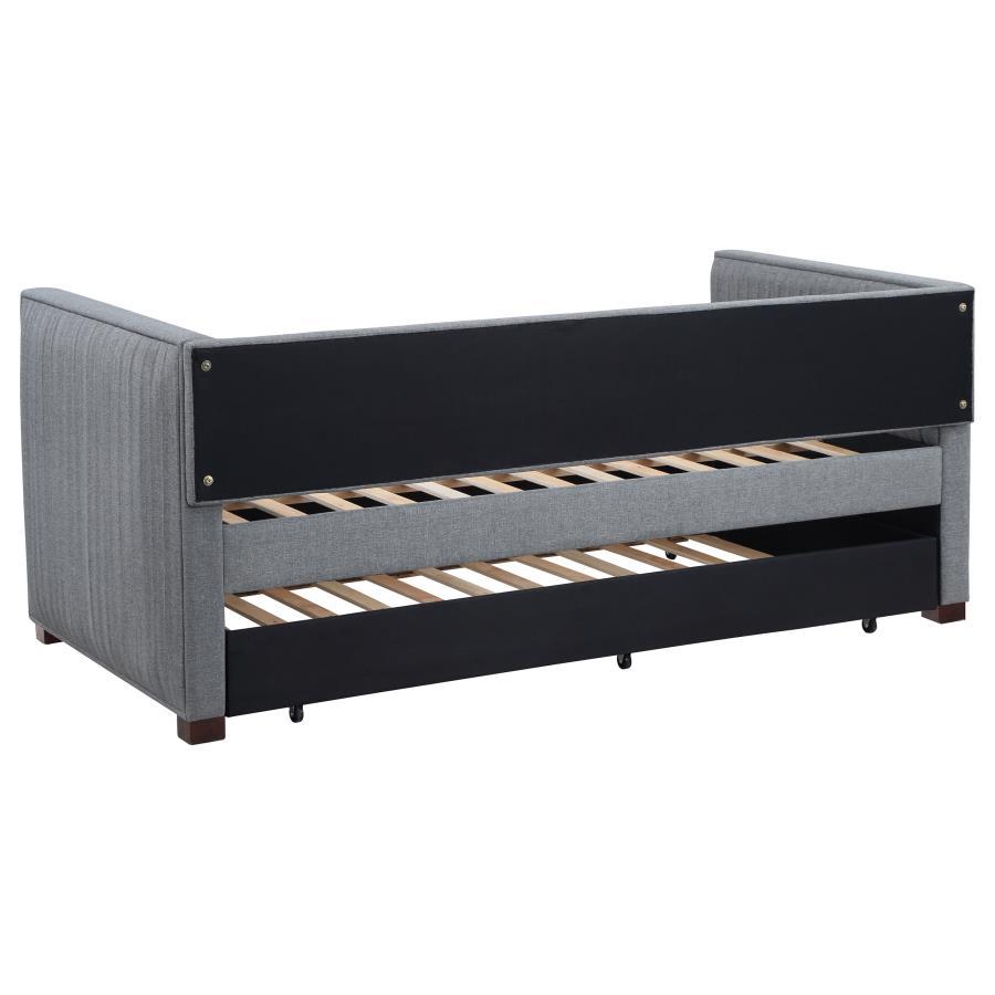 Brodie - Upholstered Twin Daybed With Trundle - Gray by CoasterEssence | Bel Furniture