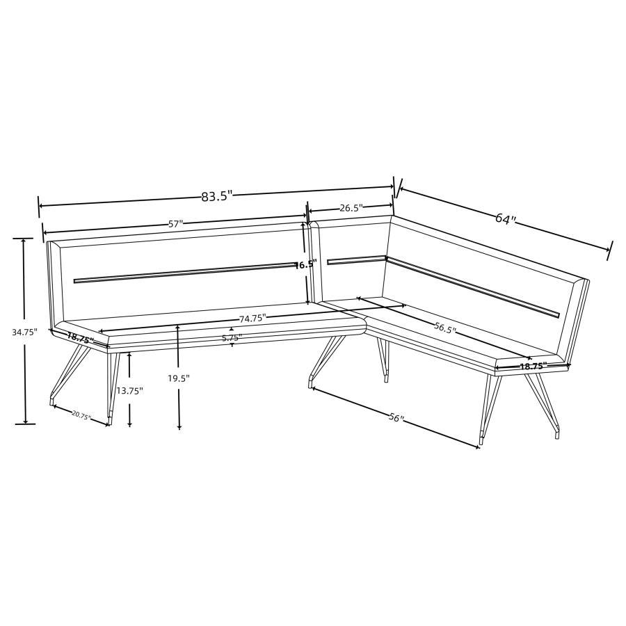 Dodson - Fabric Upholstered L-Shaped Nook Dining Bench by Coaster Fine Furniture | Bel Furniture