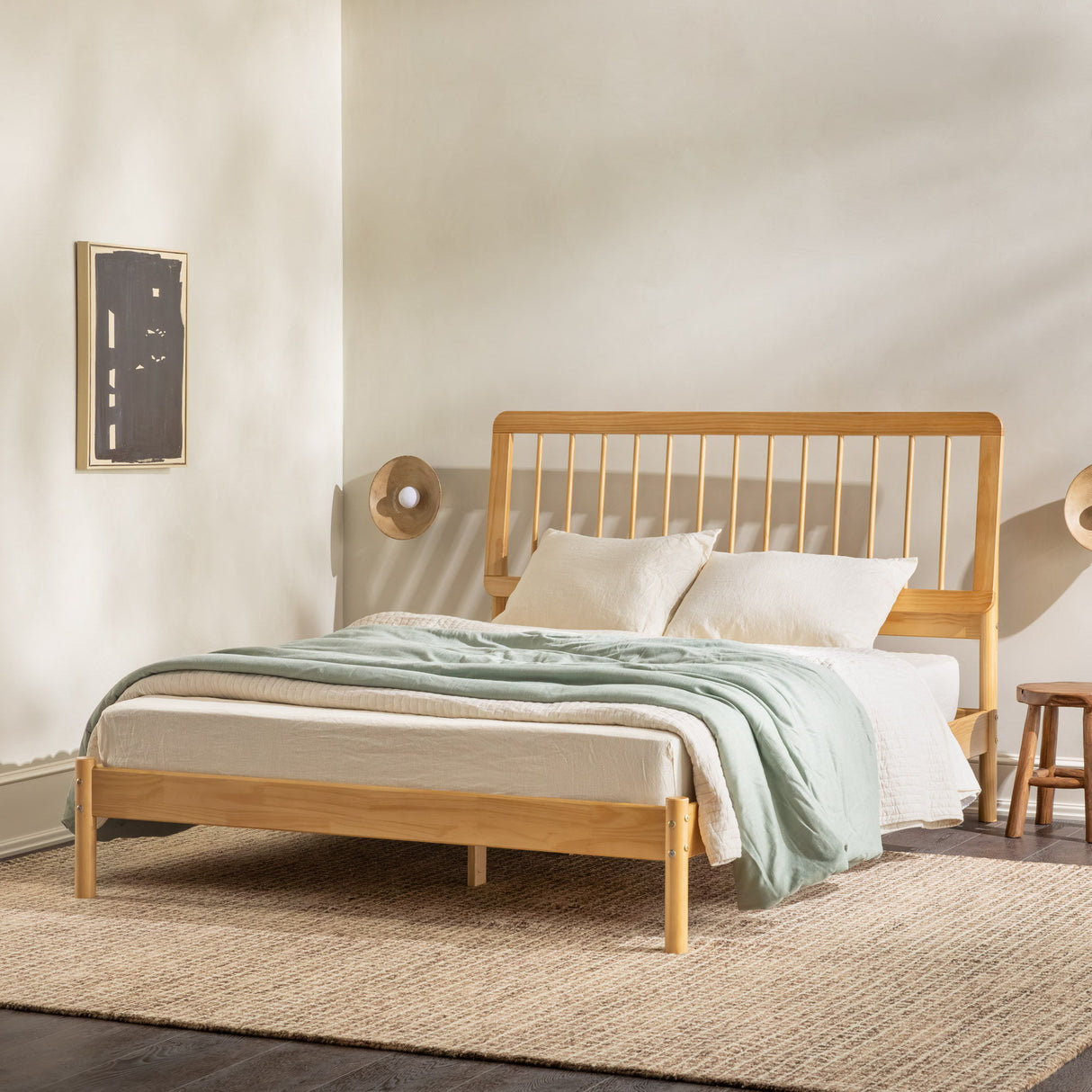 Mid-Century Modern Solid Wood Spindle Bed by Walker Edison | Bel Furniture