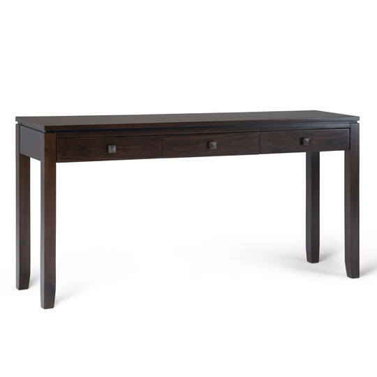 Cosmopolitan - Wide Console Sofa Table - Mahogany Brown by Simpli-Home | Bel Furniture