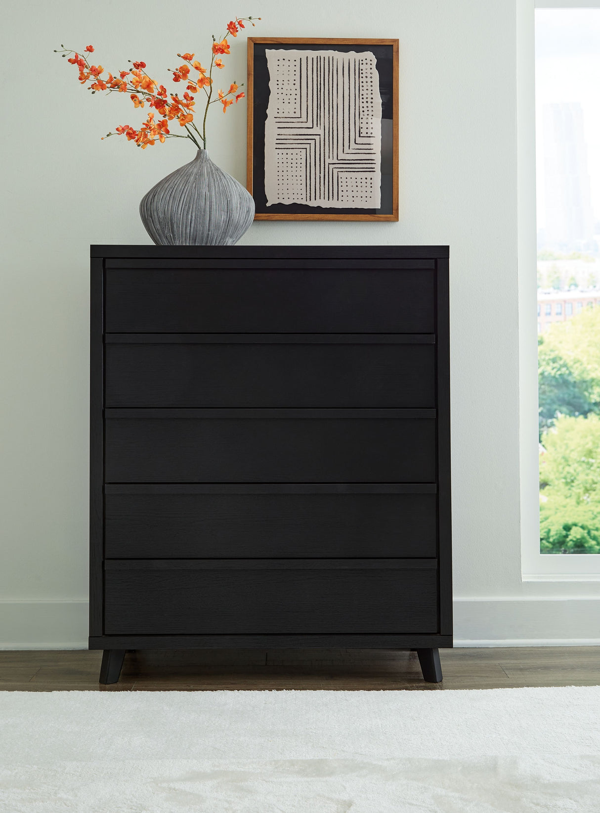 Danziar - Black - Five Drawer Wide Chest by Signature Design by Ashley® | Bel Furniture