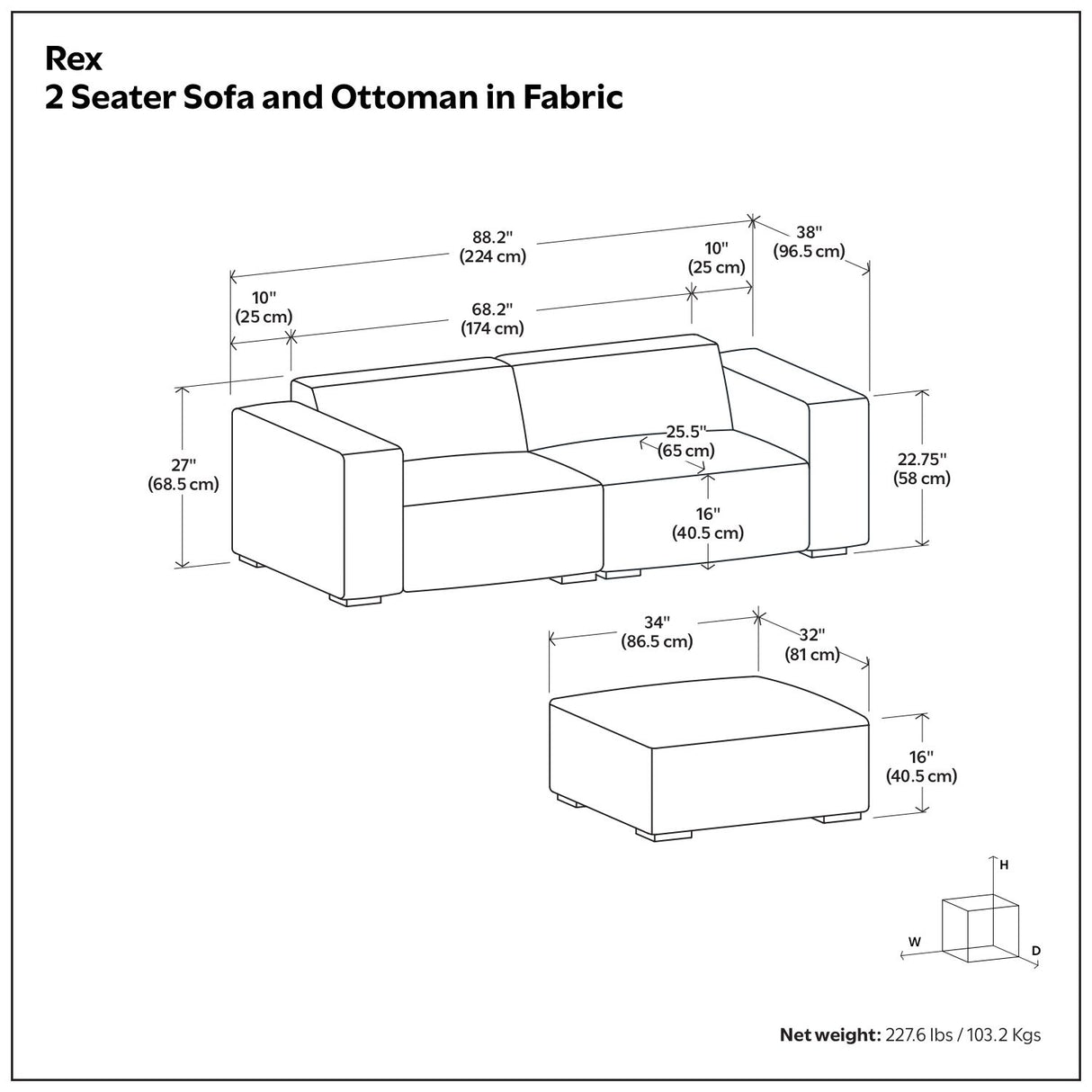 Rex - Handcrafted Sectional Sofa And Ottoman