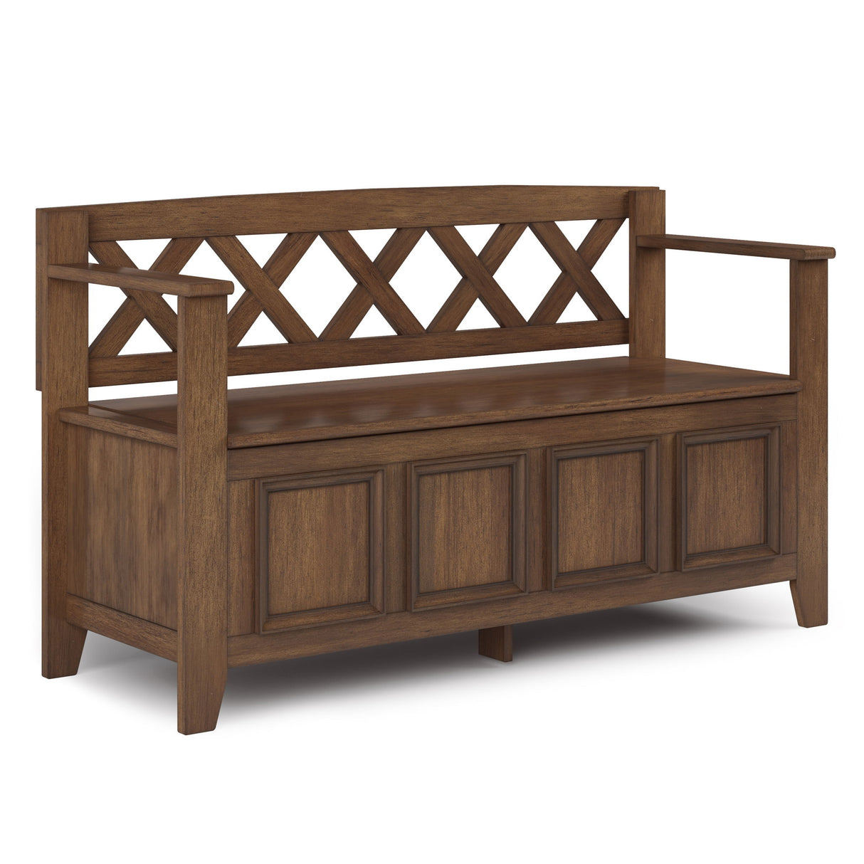 Amherst - Entryway Storage Bench - Rustic Natural Aged Brown by Simpli-Home | Bel Furniture