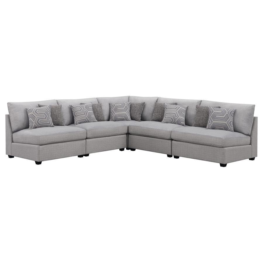 Cambria - Upholstered Modular Sectional Sofa Gray 5 Pc. Corner Sectional by CoasterElevations | Bel Furniture