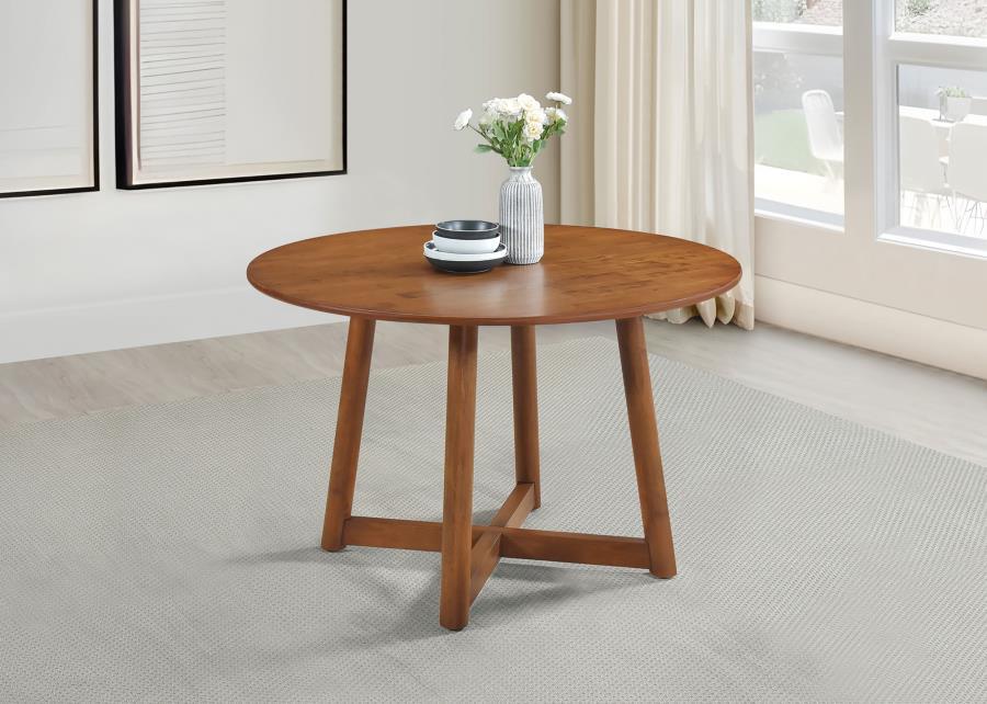Dinah - Round Solid Wood Dining Table - Walnut by CoasterEveryday | Bel Furniture