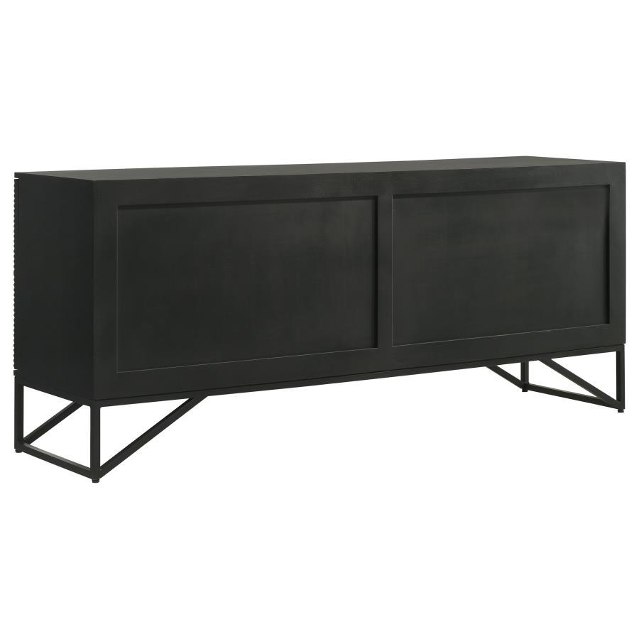 Riddell - 4 Door Wood Reeding Accent Cabinet - Matte Black by Coaster Fine Furniture | Bel Furniture