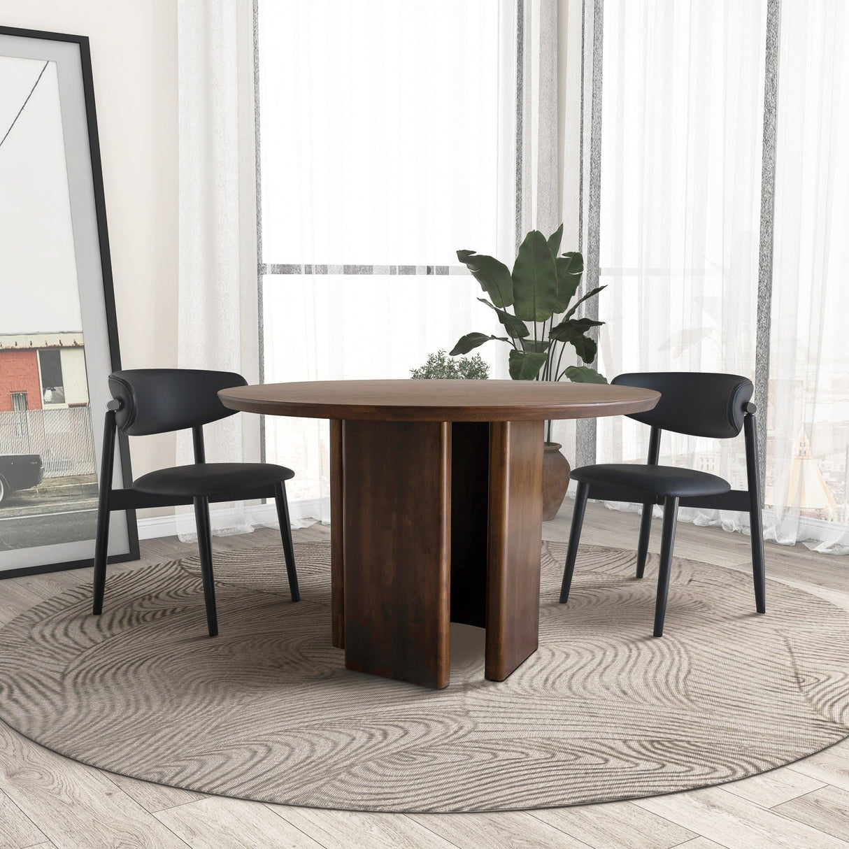 Alden - Round Dining Table - Walnut by Ashcroft Furniture | Bel Furniture