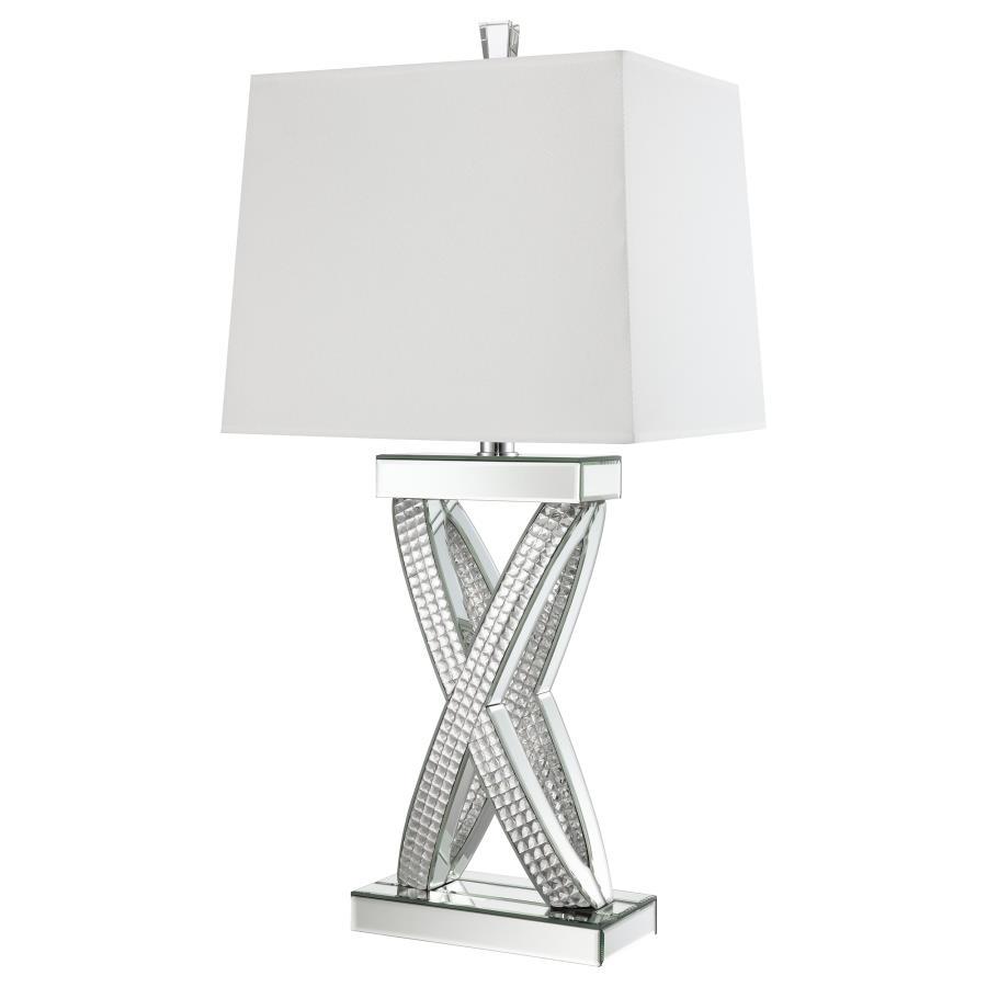Dominick - Tapered Mirrored Acrylic Table Lamp - Silver by CoasterElevations | Bel Furniture