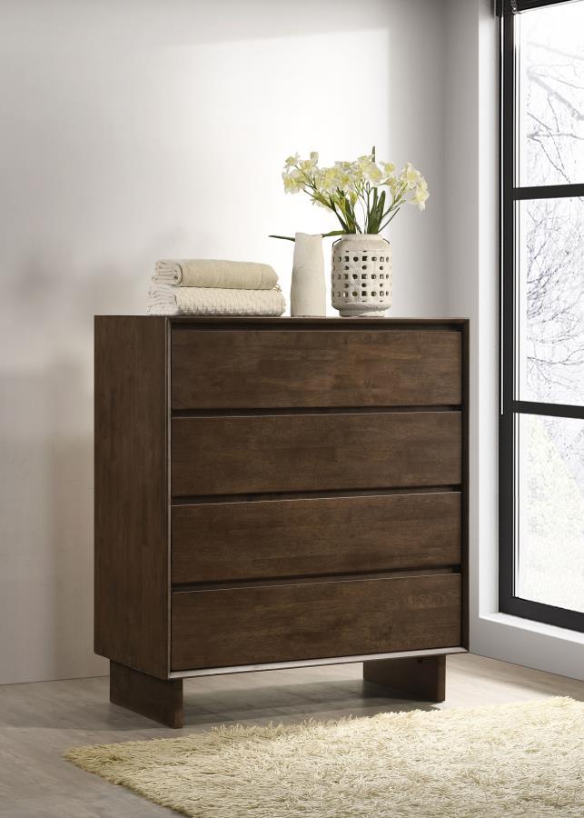 Glenwood - 4-Drawer Chest Of Drawers - Warm Brown by Coaster Fine Furniture | Bel Furniture