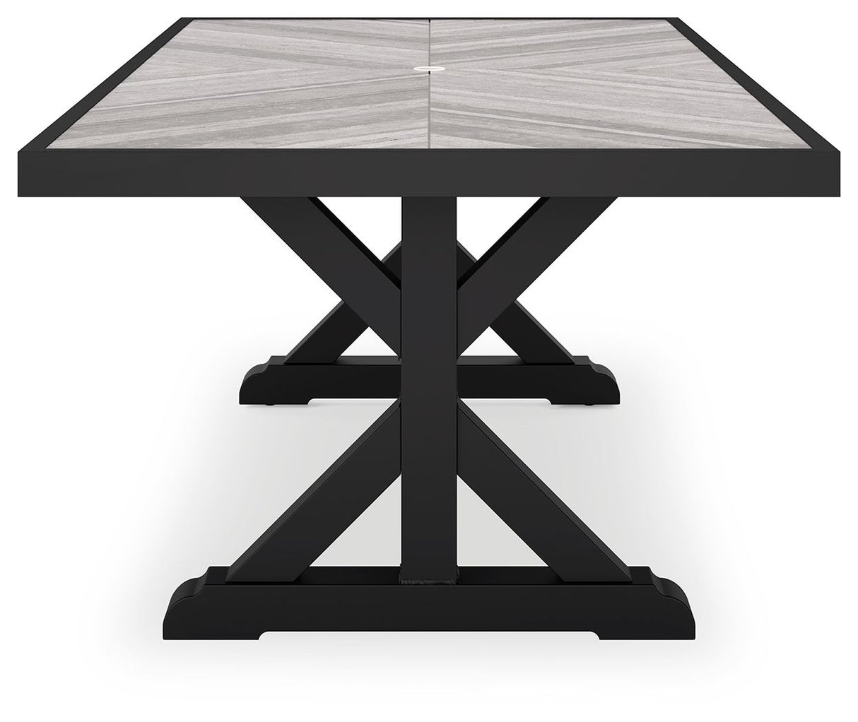 Beachcroft - Rectangular Dining Table With Umbrella Option - Black / Light Gray