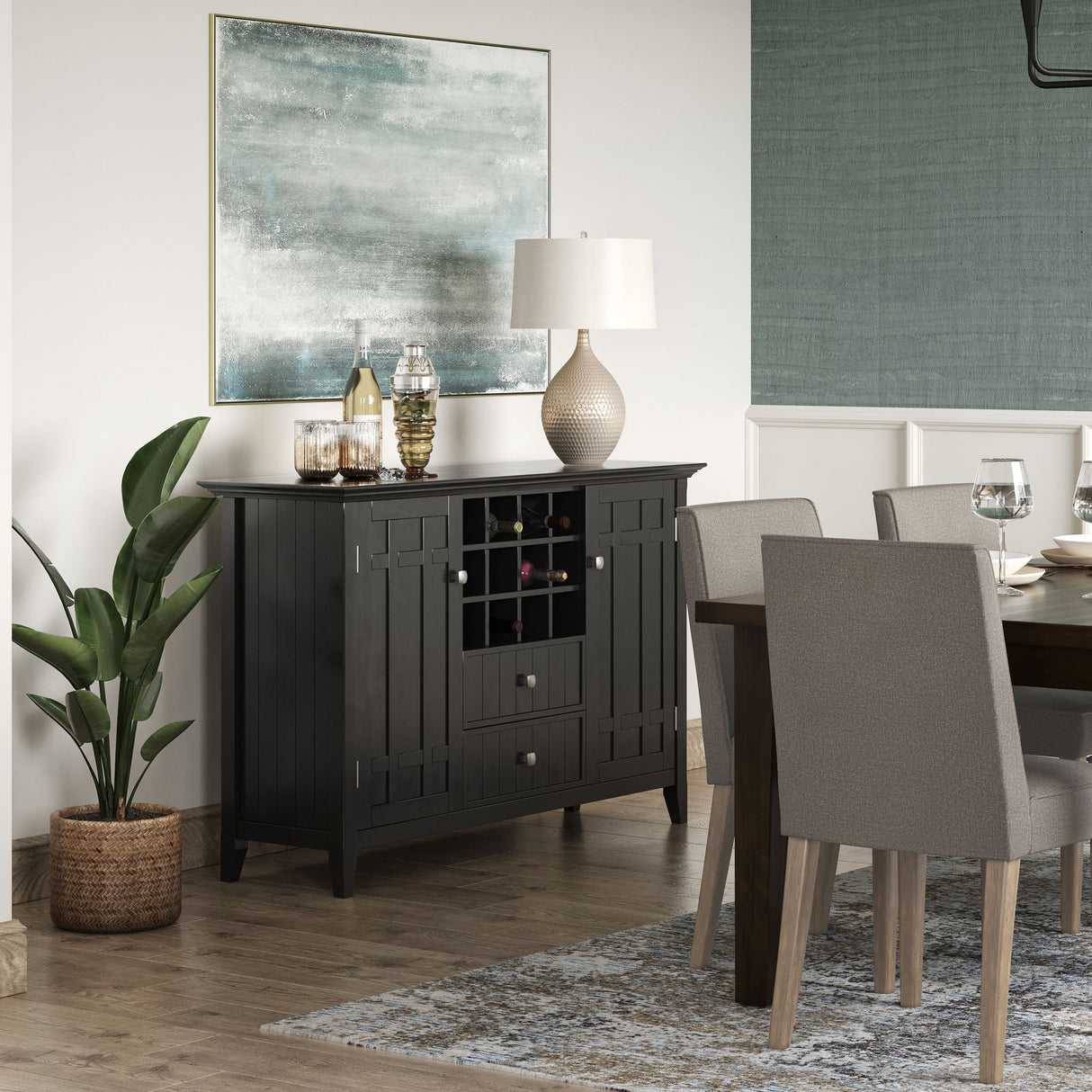Bedford - Sideboard Buffet And Wine Rack by Simpli-Home | Bel Furniture
