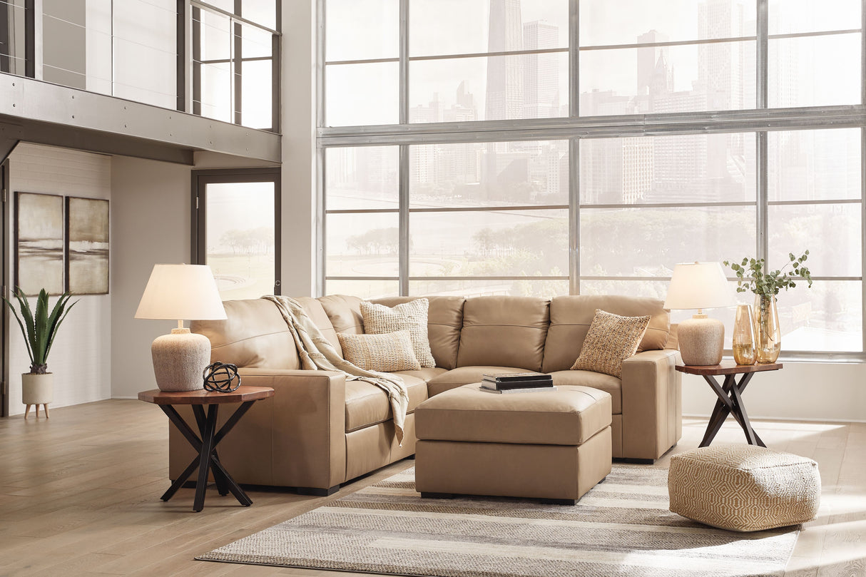 Bandon - Living Room Set Light Brown 3 Pc. - 2 Pc. Right Arm Facing Loveseat Sectional, Ottoman by Signature Design by Ashley® | Bel Furniture