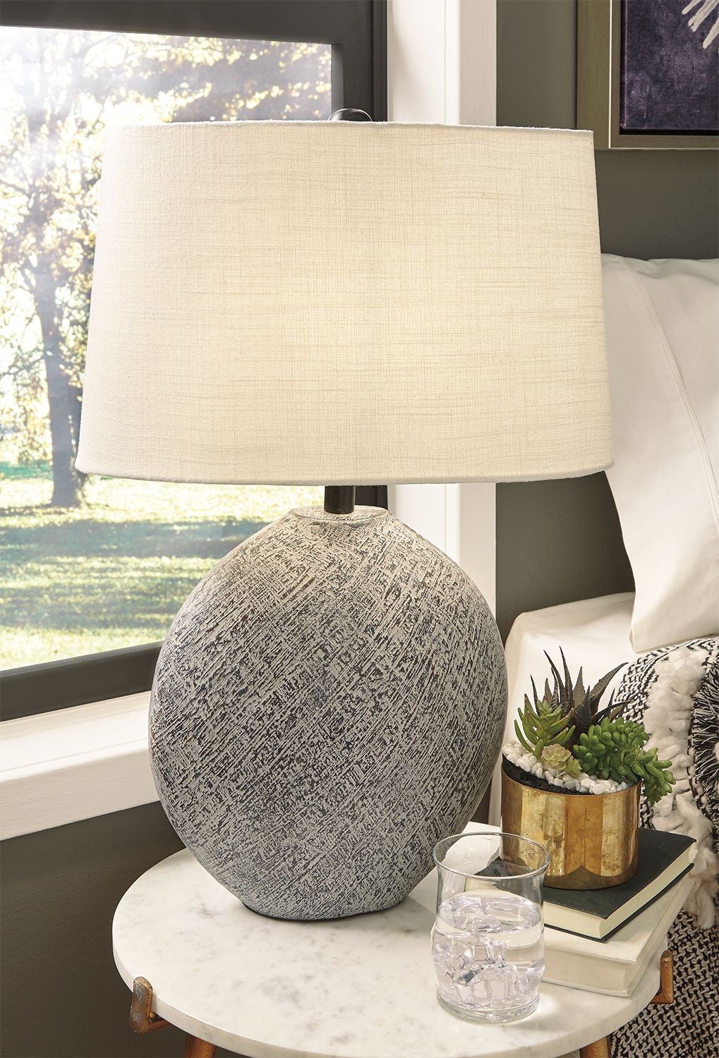 Harif - Beige - Paper Table Lamp by Signature Design by Ashley® | Bel Furniture