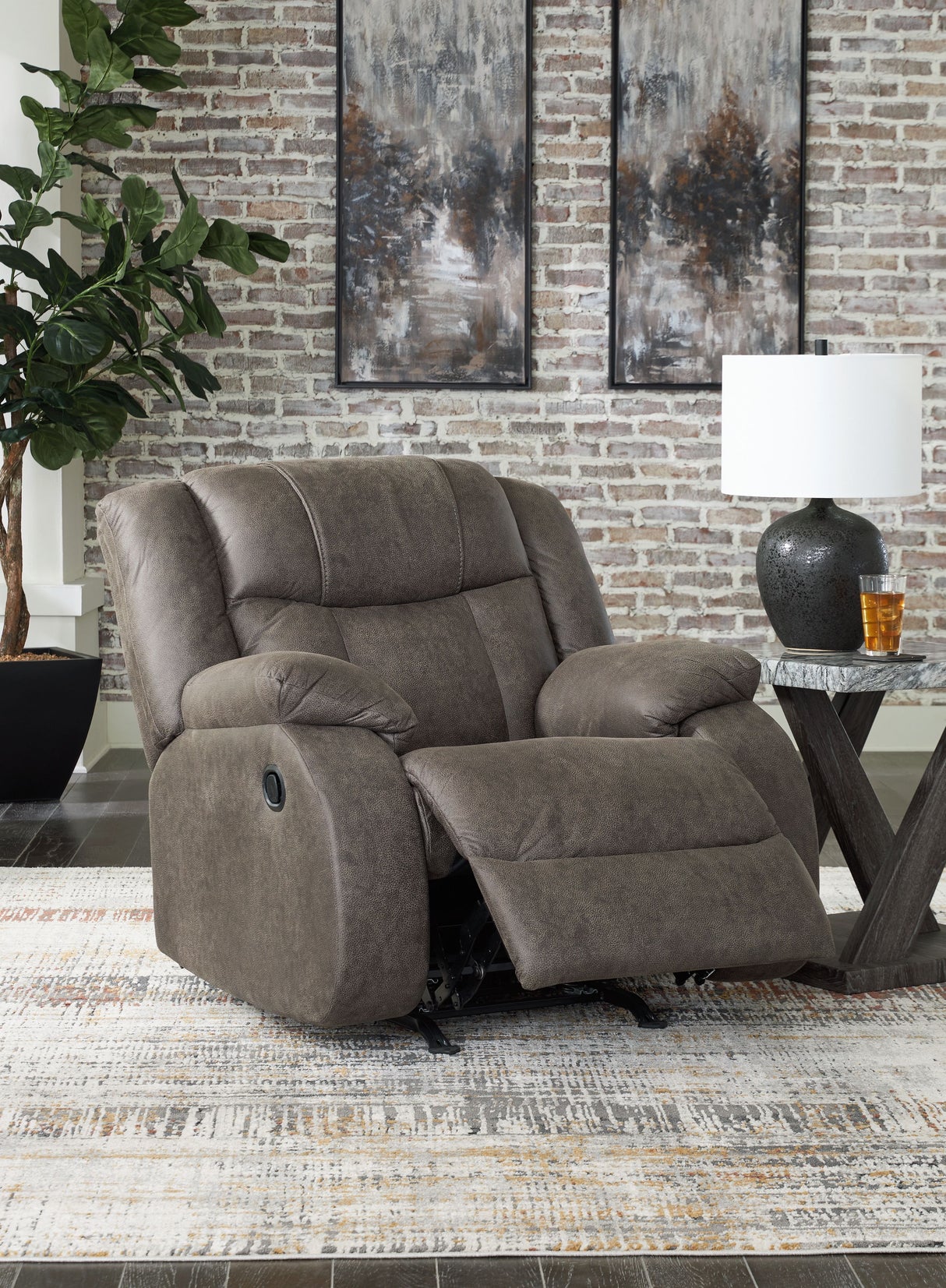 First Base - Gunmetal - Rocker Recliner by Signature Design by Ashley® | Bel Furniture