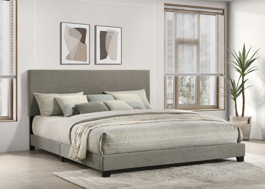 Dorian - Upholstered Panel Bed Gray King Fabric by CoasterEveryday | Bel Furniture