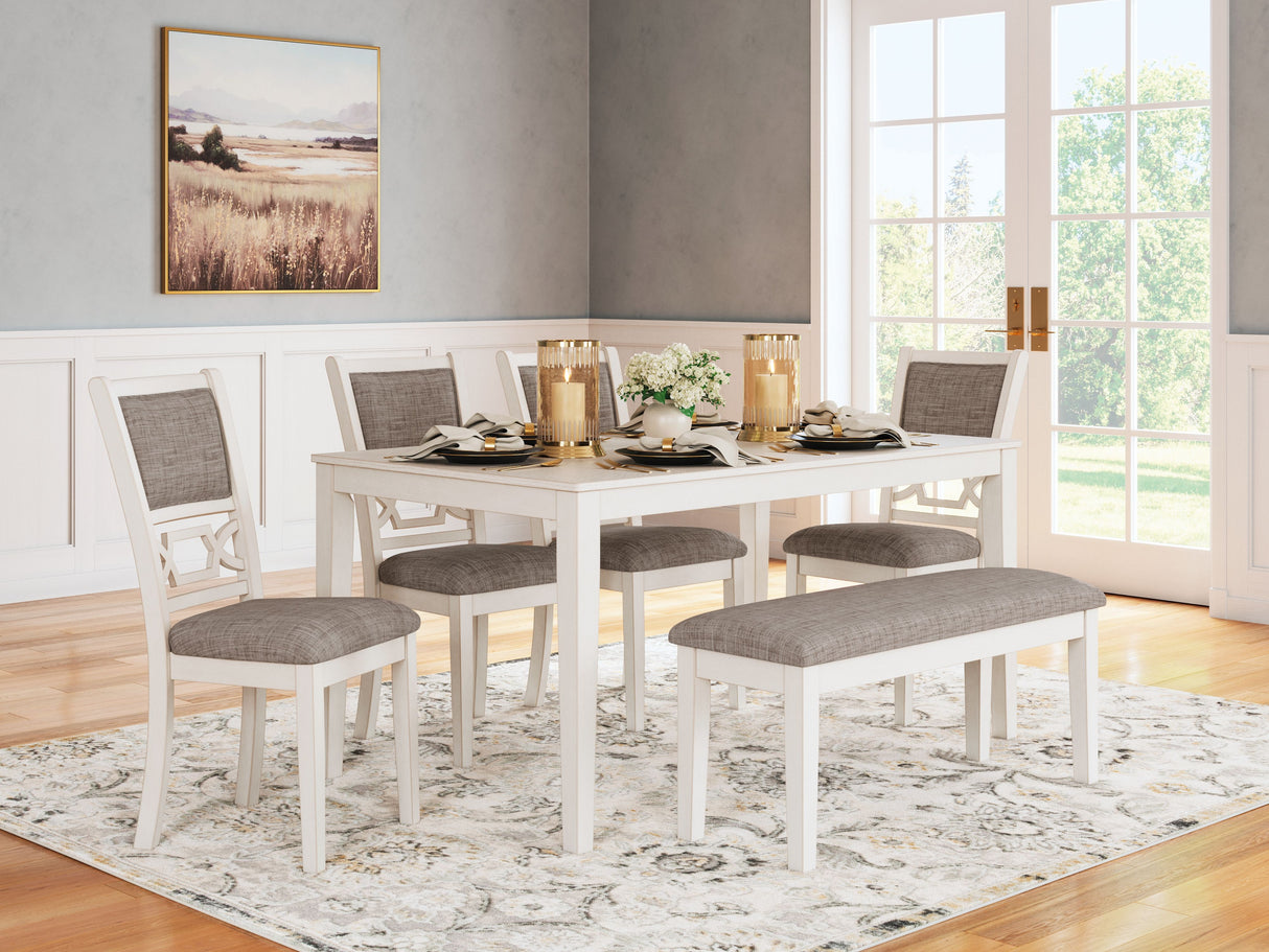 Erinberg - Antique White - Dining Room Table Set (Set of 6) by Signature Design by Ashley® | Bel Furniture