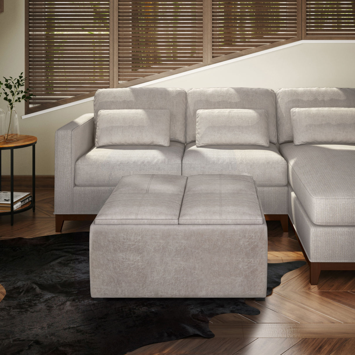 Avalon - Square Coffee Table, Storage Ottoman by Simpli-Home | Bel Furniture